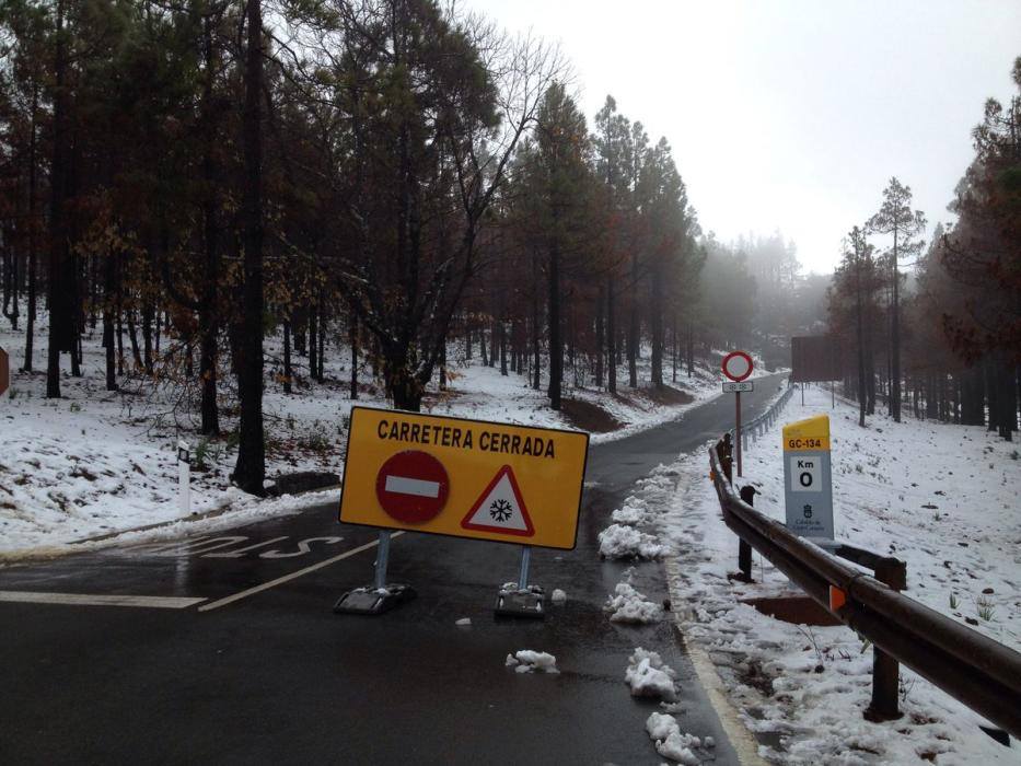 Straßensperrungen am 09.02.2018 auf Gran Canaria wegen Schneefall in den Bergen