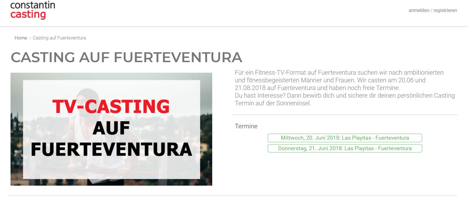 Komparsen gesucht! Casting für Fitness-Serie auf Fuerteventura